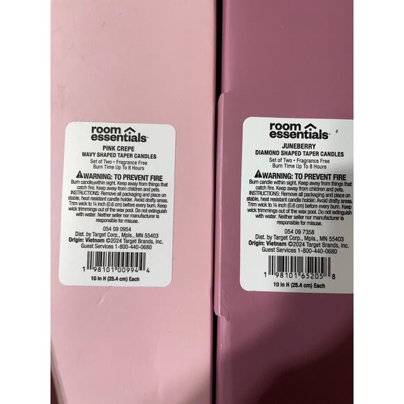 Bundle (11-2 pack) 7 packs Crepe Pink & 4 packs Juneberry 10” Wavy Taper Candles - Picture 2 of 4